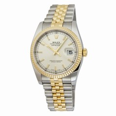 Rolex Datejust Silver Index Dial Jubilee Bracelet Fluted Bezel Two Tone Men's Watch 116233SSJ