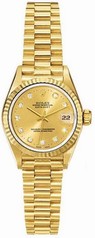 Rolex Datejust Champagne Diamond Dial President Bracelet 18k Yellow Gold Ladies Watch 179178CDP