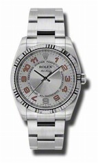 Rolex Air King Silver Concentric Dial White Gold Bezel Stainless Steel Oyster Unisex Watch 114234SCOAO