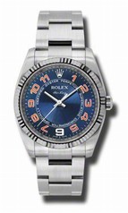 Rolex Airking Blue Concentric Arabic Dial Fluted 18k White Gold Bezel Oyster Bracelet Men's Watch 114234BLCAO