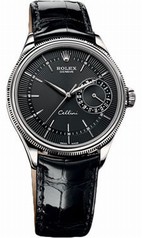 Rolex Cellini Date Black Dial 18K White Gold Men's Watch 50519BKSBKL