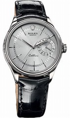 Rolex Cellini Date Silver Dial 18K White Gold Men's Watch 50519SSBKL
