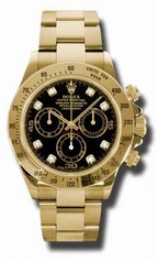Rolex Cosmograph Daytona Black Dial 18kt Yellow Bracelet Gold Men's Watch116528BKDO