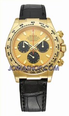 Rolex Cosmograph Daytona Champane Dial Black Leather Bracelet Men's Watch 116589MDL