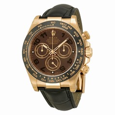 Rolex Cosmograph Daytona Chocolate Dial Automatic Black Leather Men's Watch 116515CHOAL