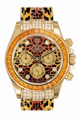 Rolex Cosmograph Daytona Leopard Dial and Strap Diamond and Sapphire Bezel Men's Watch 116598SE