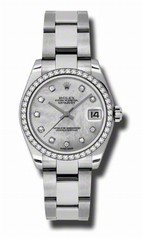 Rolex Datejust 18k White Gold Diamond Bezel Oyster Watch 178384MDO