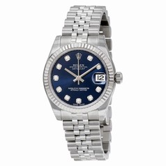 Rolex Datejust 31 Blue Diamond Dial Steel and 18K White Gold Automatic Ladies Watch 178274BLDJ