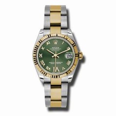 Rolex Datejust 31 Green Dial Stainless Steel 18K Yellow Gold Automatic Ladies Watch 178273GNRO