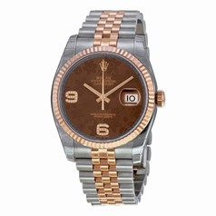 Rolex Datejust 36 Automatic Brown Floral Dial Steel and 18kt Pink Gold Ladies Watch 116231BRFDAJ