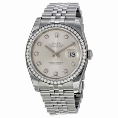 Rolex Datejust Silver Dial Diamond Bezel Automatic Steel Ladies Watch 116244SDJ