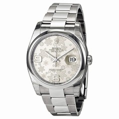 Rolex Datejust Automatic Silver Floral Dial Stainless Steel Ladies Watch 116200SFAO