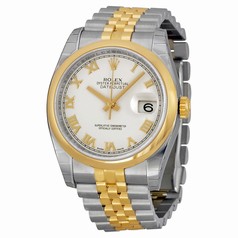 Rolex Datejust White Dial Automatic Stainless Steel and 18K Yellow Gold Men's Watch 116203WRJ