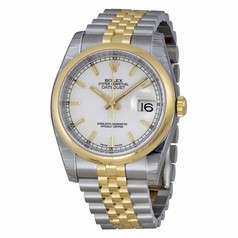 Rolex Datejust White Dial Automatic Stainless Steel and 18K Yellow Gold Men's Watch 116203WSJ