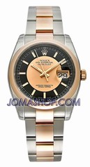 Rolex Datejust Black and Rose Gold Index Dial Oyster Bracelet Two Tone Men's Watch 116201BKPSO
