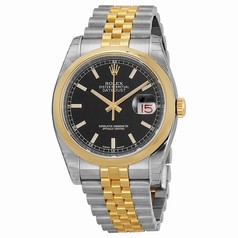 Rolex Datejust Black Automatic Stainless Steel and 18kt Yellow Gold Men's 116203BKSJ