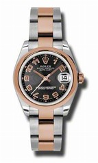 Rolex Datejust Black Concentric Circle Dial Automatic Stainless Steel with 18kt Rose Gold Ladies Watch 178241BKCAO