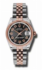 Rolex Datejust Black Concentric Circle Dial Automatic Steel and 18kt Rose Gold Ladies Watch 178241BKCAJ