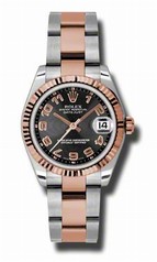 Rolex Datejust Black Concentric Dial Automatic Stainless Steel and 18kt Rose Gold Ladies Watch 178271BKCAO