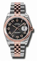 Rolex Datejust Black Concentric Dial Steel and Pink Gold Men's Watch 116201BKCAJ