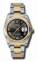 Rolex Datejust Black Dial Automatic Stainless Steel and 18K Yellow Gold Ladies Watch 116203BKSBRO