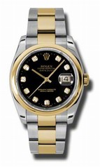 Rolex Datejust Black Dial Automatic Stainless Steel and 18K Yellow Gold Men's Watch 116203BKDO