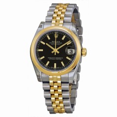 Rolex Datejust Black Dial Automatic Stainless Steel and 18kt Gold Ladies Watch 178243BKSJ