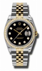 Rolex Datejust Black Dial Automatic Stainless Steel and 18kt Yellow Gold Ladies Watch 116243BKDJ