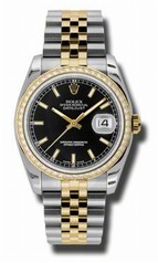 Rolex Datejust Black Dial Automatic Stainless Steel and 18kt Yellow Gold Ladies Watch 116243BKSJ