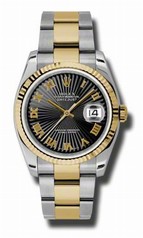 Rolex Datejust Black Dial Automatic Stainless Steel and 18kt Yellow Gold Men's Watch 116233BKSBRO
