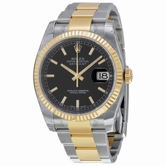 Rolex Datejust Black Dial Automatic Stainless Steel and 18kt Yellow Gold Men's Watch 116233BKSO