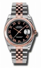 Rolex Datejust Black Dial Steel and 18kt Pink Gold Men's Watch 116201BKRJ