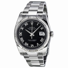 Rolex Datejust Black Dial White Gold Bezel Automatic Stainless Steel Ladies Watch 116234BKRO