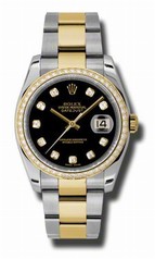 Rolex Datejust Black Dial Automatic Stainless Steel and 18kt Yellow Gold Ladies Watch 116243BKDO