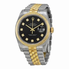 Rolex Datejust Black Diamond Dial Jubilee Bracelet Two Tone Men's Watch 116233BKDJ
