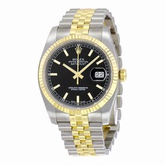 Rolex Datejust Black Index Dial Jubilee Bracelet Two Tone Men's Watch 116233BKSJ