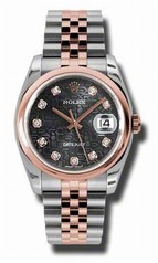 Rolex Datejust Black Jubilee Dial Stainless Steel With 18kt Pink Gold Men's Watch 116201BKJDJ