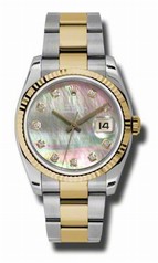 Rolex Datejust Black Mother of Pearl Dial Automatic Stainless Steel and 18kt Yellow Gold Men's Watch 116233BKMDO