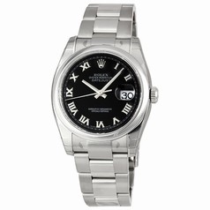 Rolex Datejust Black Roman Dial Oyster Bracelet Men's Watch 116200BKRO