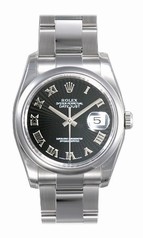 Rolex Datejust Black Sunburst Roman Dial Oyster Bracelet Men's Watch 116200BKSBRO