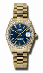 Rolex Datejust Blue Automatic 18kt Yellow Gold President Ladies Watch 178158BLSP