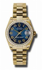 Rolex Datejust Blue Concentric Circle Dial Automatic 18kt Yellow Gold President Ladies Watch 178288BLCAP