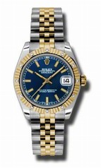 Rolex Datejust Blue Dial Automatic Stainless Steel and 18kt Yellow Gold Ladies Watch 178313BLSJ