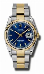 Rolex Datejust Blue Dial Automatic Stainless Steel and 18kt Yellow Gold Men's Watch 116233BLSO