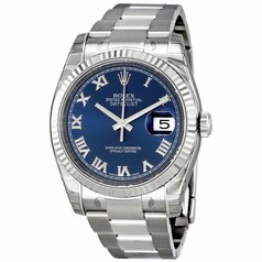 Rolex Datejust Blue Dial Automatic White Gold Bezel Stainless Steel Ladies Watch 116234BLRO