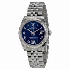 Rolex Datejust Blue Dial Stainless Steel Diamond Automatic Ladies Watch 178344BLRDJ