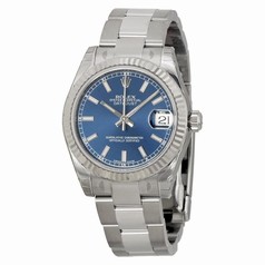 Rolex Datejust Blue Dial White Gold Bezel Automatic Steel Ladies Watch 178274BLSO
