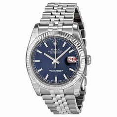 Rolex Datejust Blue Index Dial Jubilee Bracelet Fluted Bezel Men's Watch 116234BLSJ