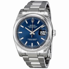 Rolex Datejust Blue Index Dial Oyster Bracelet Men's Watch 116200BLSO