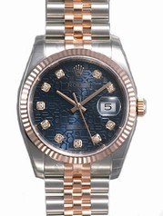 Rolex Datejust Blue Jubilee Diamond Dial Fluted 18k Rose Gold Bezel Jubilee Bracelet Men's Watch 116231BLJDJ